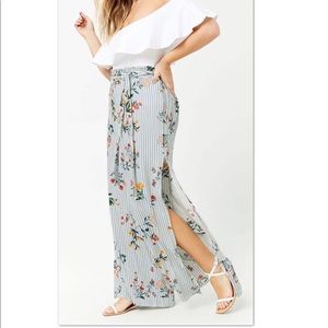 Pulse size Striped Floral Paperbag Pants